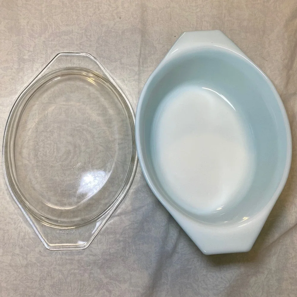 Vintage Pyrex 043 Snowflake Blue 1.5 Qt Casserole Dish w/ 943-C Lid USA